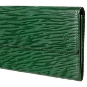 LOUIS VUITTON Vintage 1991 Pochette Porte-Monnaie Wallet Green Leather